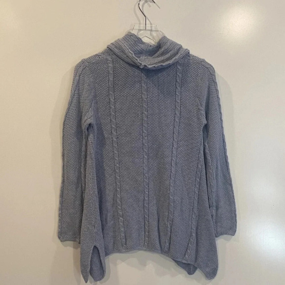Jeanne Pierre Blue Cable Knit Cowl Neck Cotton Sweater Womens Small (682) - Picture 2 of 4